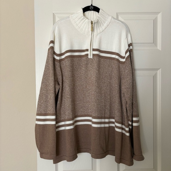 Karen Scott Woman 1/4 Zip Mock Neck Sweater Chestnut Heather, 3X, NWT - Picture 2 of 12